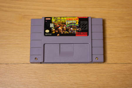 Donkey Kong Country 2 Diddy Kong's Quest  For the Super Nintendo Entertainment System, a Popular Retro Video Gameのeditorial素材