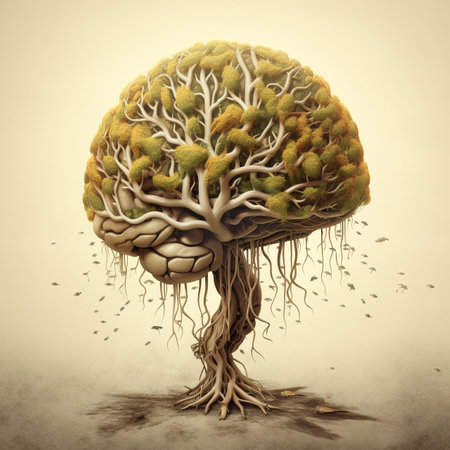 A Human Brain Mixed With a Tree, Representing Growth of the Mind and Mental Stimulation, Generative AIの素材