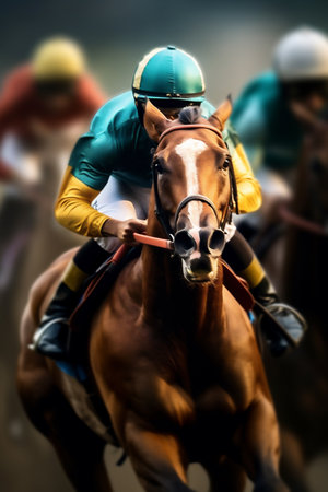 A Horse Jockey in a Race, Going Fast with Motion Blur, Generative AIの素材