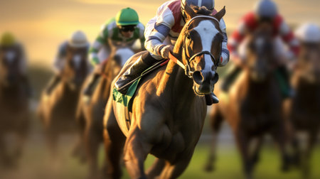 A Horse Jockey in a Race, Going Fast with Motion Blur, Generative AIの素材