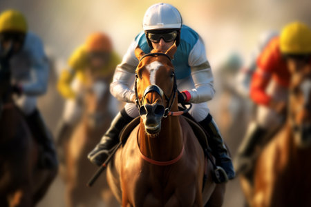 A Horse Jockey in a Race, Going Fast with Motion Blur, Generative AIの素材