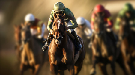 A Horse Jockey in a Race, Going Fast with Motion Blur, Generative AIの素材