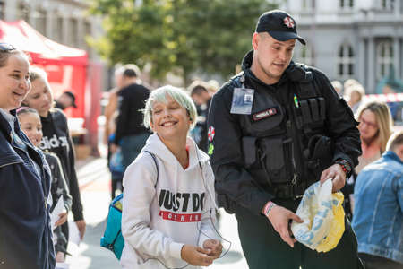 Brno, Czech Republic, September 28, 2019 - Zombie Walk Brno - portraits of people wearing masks for...