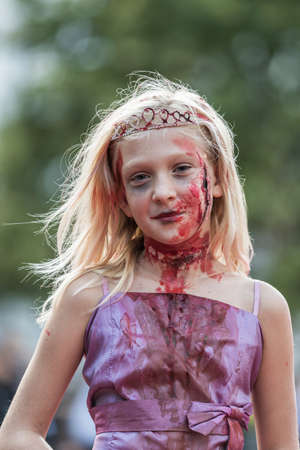 Brno, Czech Republic, September 28, 2019 - Zombie Walk Brno - portraits of people wearing masks for the march through Brno.のeditorial素材