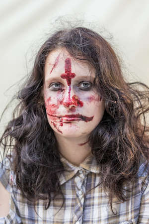 Brno, Czech Republic, September 28, 2019 - Zombie Walk Brno - portraits of people wearing masks for the march through Brno.のeditorial素材
