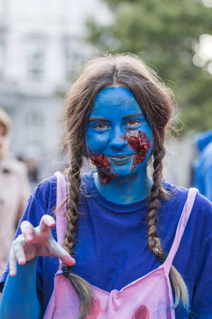 Brno, Czech Republic, September 28, 2019 - Zombie Walk Brno - portraits of people wearing masks for the march through Brno.のeditorial素材