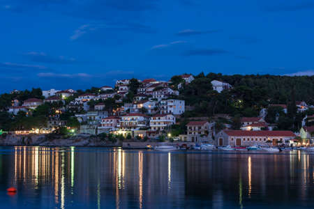 Nice view of the evening town of Jelsa on the island of Hvar in Croatiaの写真素材