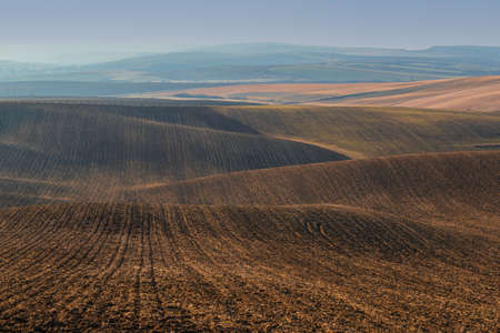 Beautiful rolling landscape of Moravian Tuscany in the Czech Republic in Europe.の写真素材