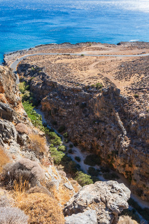 Environment and landscape of Moni Kapsa monastery in the southeast of the island of Crete Greece - Lerapetra area.の写真素材
