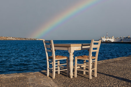Beautiful seascape. Coast of the island of Crete - Greece area of Lerapetra. There are dramatic clouds in the sky.の写真素材