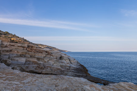 Beautiful seaside landscape on the island of Thassos - Giola lagoon - Eye of Zeusの写真素材
