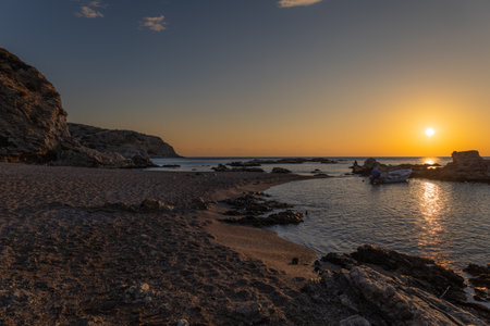 Sunrise on the beautiful Stegna beach. Seascapeの写真素材