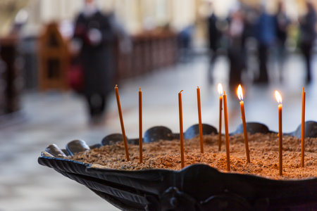 Burning candles in the church
