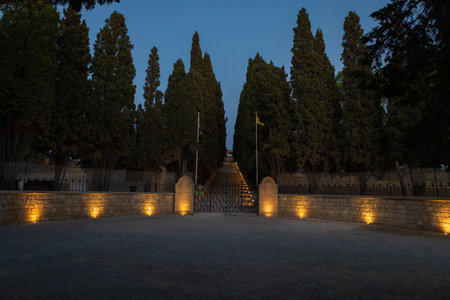Filerimos Cross pilgrimage site and garden with landscape view. Rhohos Island in Greeceの写真素材