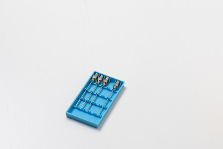 Metal needles on a blister packの写真素材