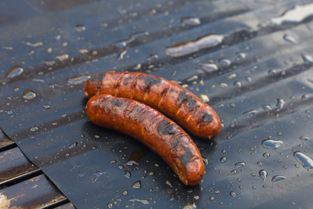 Grilled sausage for sale at the marketの写真素材