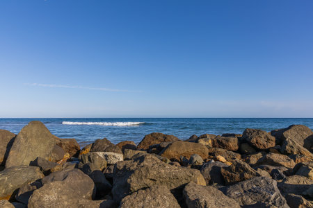 Seascape at Faro de Maspalomas on Gran Canaria, Spainの写真素材