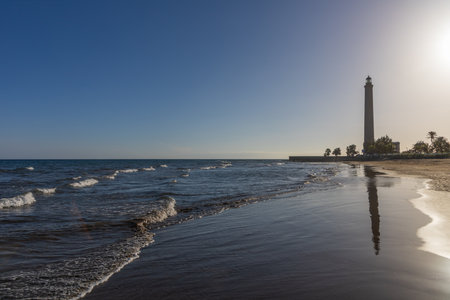 Seascape at Faro de Maspalomas on Gran Canaria, Spainの写真素材