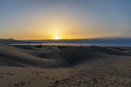 Sand dunes in the Maspalomas area of ââGran Canaria Spainの写真素材