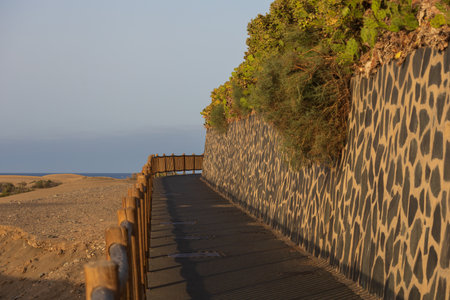 Sand dunes in the Maspalomas area of ââGran Canaria Spainの写真素材
