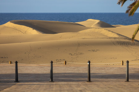 Sand dunes in the Maspalomas area of ââGran Canaria Spainの写真素材