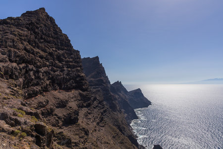 Seascape and mountains in the Mirador del Balcon area of Gran Canaria, Spainの写真素材