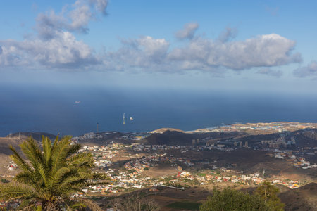 View of the seaside landscape. Pico de Bandama and Caldera on Gran Canaria in Spain