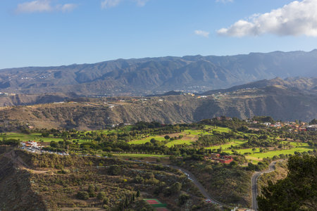 View of the seaside landscape. Pico de Bandama and Caldera on Gran Canaria in Spainの写真素材