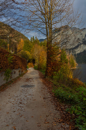 Altaussee â a picturesque village and lake of the same name in Austriaの写真素材