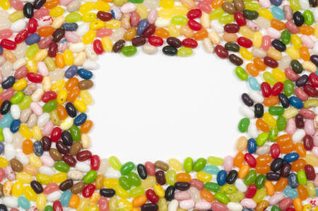 Assorted jellybeans made like a shape of a frameの写真素材