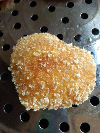 Crispy fried on stainless steel plate.の写真素材