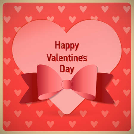 Heart with ribbon, Valentine's day card vector background のイラスト素材