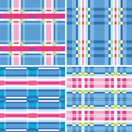 Set seamless checkered patternのイラスト素材