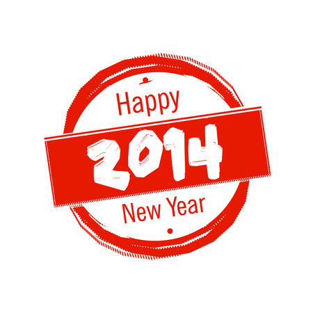 Happy New Year 2014 celebration red badgeのイラスト素材