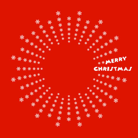 Snowflakes in a circle on red illustration のイラスト素材