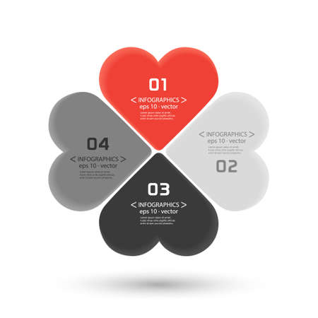 Heart infographic template business concept, graphic or website layout vector  illustration のイラスト素材