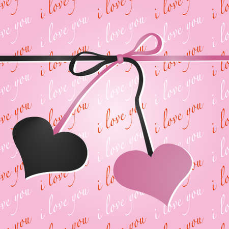 Valentine's Day background with hearts tiedのイラスト素材