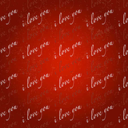 Valentine's Day background pattern with inscriptionsのイラスト素材