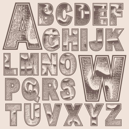 Grunge scratched alphabet set, vector font. Use for design.のイラスト素材