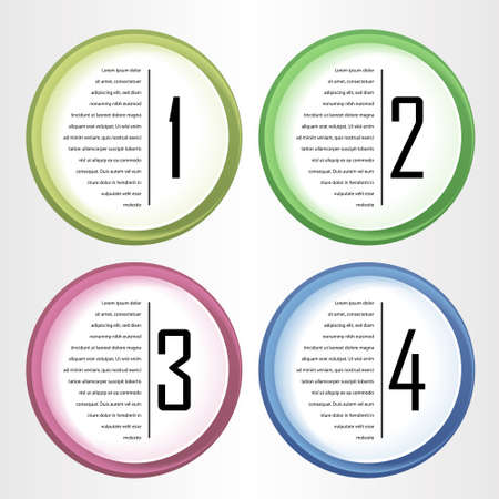 Vector progress icons for four steps / One, Two, Three and Fourのイラスト素材