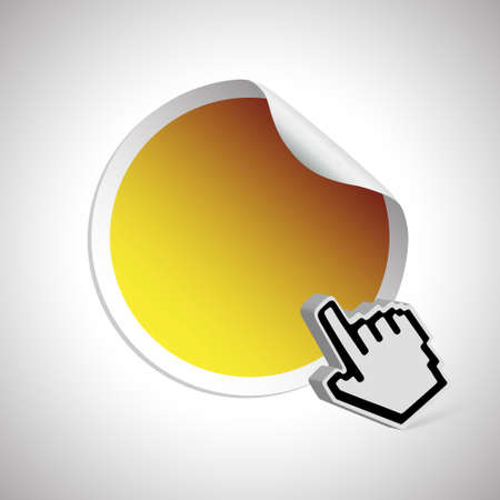 Vector label badge and sticker with bent edge of the paper with 3d pointerのイラスト素材