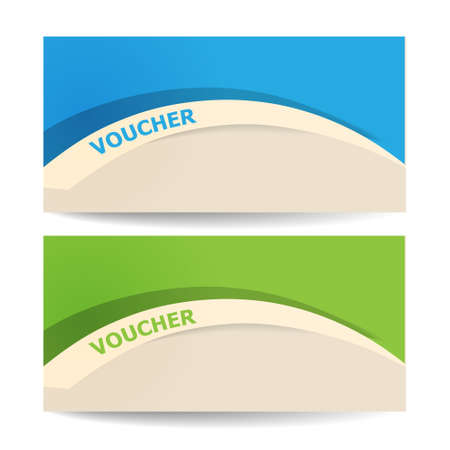 Gift certificate voucher in blue and green design backgroundのイラスト素材