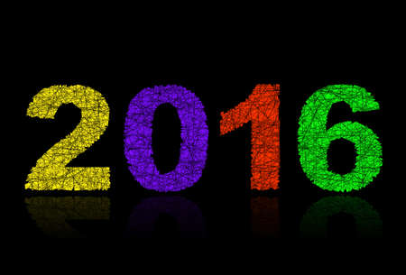 Happy New Year 2016, numbers with linesのイラスト素材