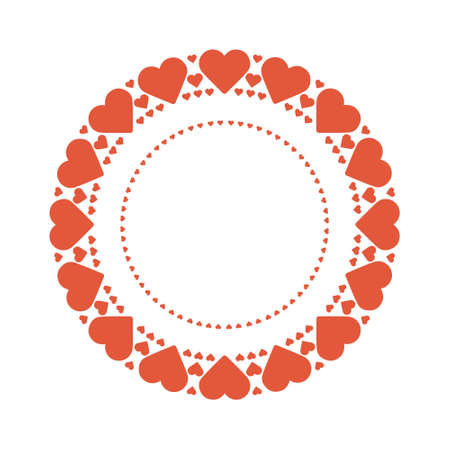 Valentines day, red hearts in a circle, vector illustrationのイラスト素材