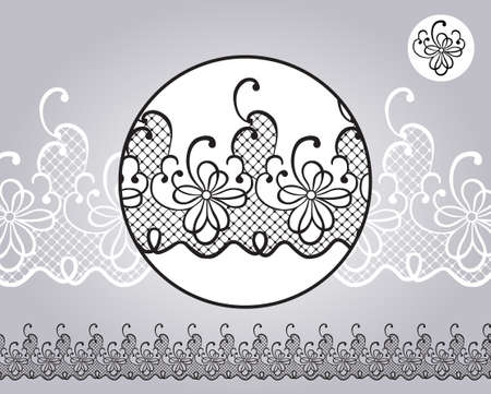 Decorative border with nice lace. Set of ornate elementsのイラスト素材