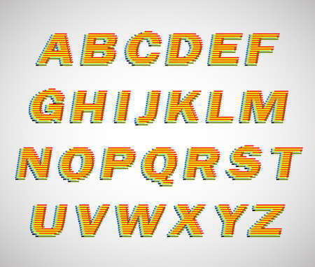 Colorful lines font. Use for design.のイラスト素材