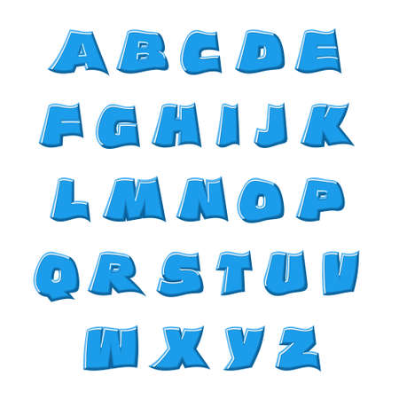 3D vector rippling blue alphabet Alphabet. Use for design. Like water.のイラスト素材