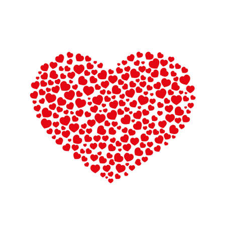 Vector Big heart made from smaller hearts, Valentines card.のイラスト素材