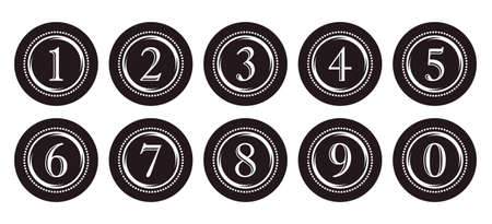 Round decorative dark labels with numbers.のイラスト素材