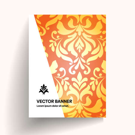 Ornate abstract vector presentation of art poster. Flyer design content background. Design layout template.のイラスト素材